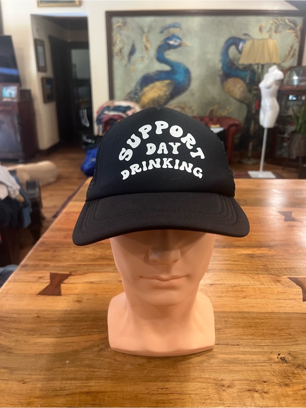 Unk Black Trucker Hat "Support Day Drinking"